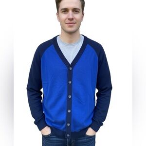 Old Navy Men's Two-Tone Blue and Gray Cardigan Sweater - Size XL (14/15)